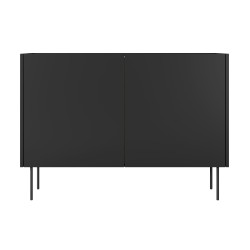 Komoda Desin 120 cm z 2 ukrytymi szufladami i metalowymi nogami- czarny mat / dąb nagano Komoda Desin 120 cm z 2 ukrytymi szufladami i metalowymi nogami- czarny mat / dąb nagano