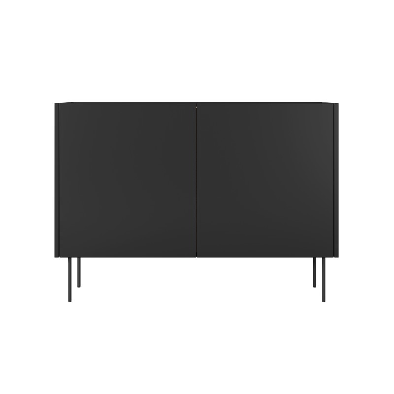 Komoda Desin 120 cm z metalowymi nogami - czarny mat / dąb nagano Komoda Desin 120 cm z metalowymi nogami - czarny mat / dąb nagano