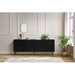 Komoda Desin z 4 ukrytymi szufladami 220 cm - czarny mat / dąb nagano Komoda Desin z 4 ukrytymi szufladami 220 cm - czarny mat / dąb nagano