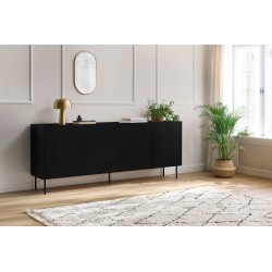 Komoda Desin z 4 ukrytymi szufladami 220 cm - czarny mat / dąb nagano Komoda Desin z 4 ukrytymi szufladami 220 cm - czarny mat / dąb nagano