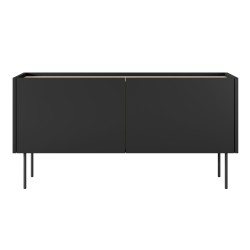 Szafka RTV Desin 120 cm z ukrytą szufladą i metalowymi nogami - czarny mat / dąb nagano Szafka RTV Desin 120 cm z ukrytą szufladą i metalowymi nogami - czarny mat / dąb nagano