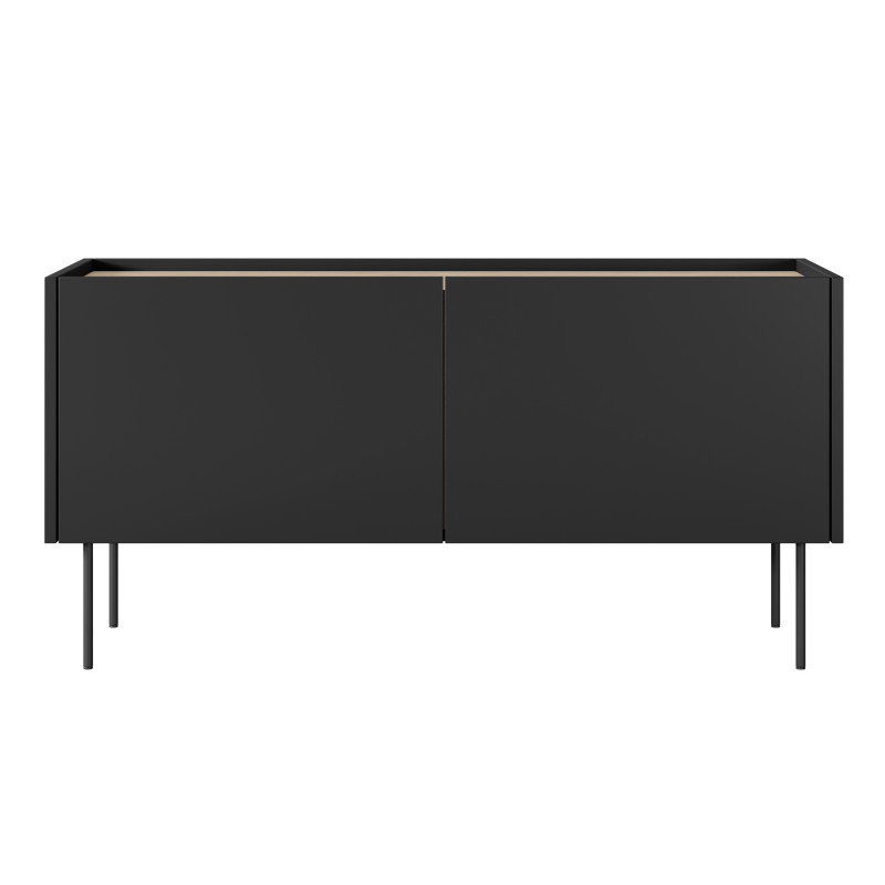 Szafka RTV Desin 120 cm z ukrytą szufladą i metalowymi nogami - czarny mat / dąb nagano Szafka RTV Desin 120 cm z ukrytą szufladą i metalowymi nogami - czarny mat / dąb nagano