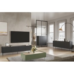 Szafka RTV Desin 220 cm - czarny mat / dąb nagano Szafka RTV Desin 220 cm - czarny mat / dąb nagano