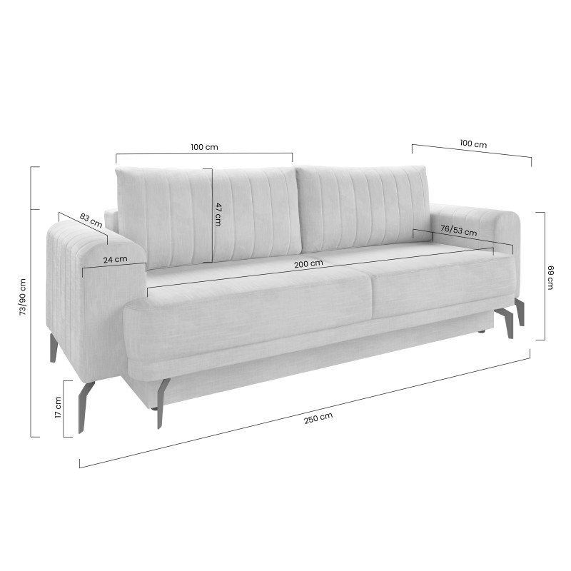 Kanapa rozkładana Luzano - brązowy wewet hydrofobowy Zetta 293