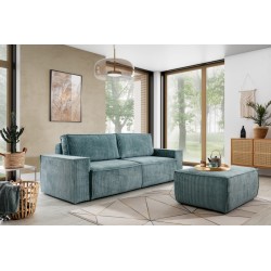 Kanapa z funkcją spania Flabio - niebieski sztruks łatwoczyszczący Anafi 8