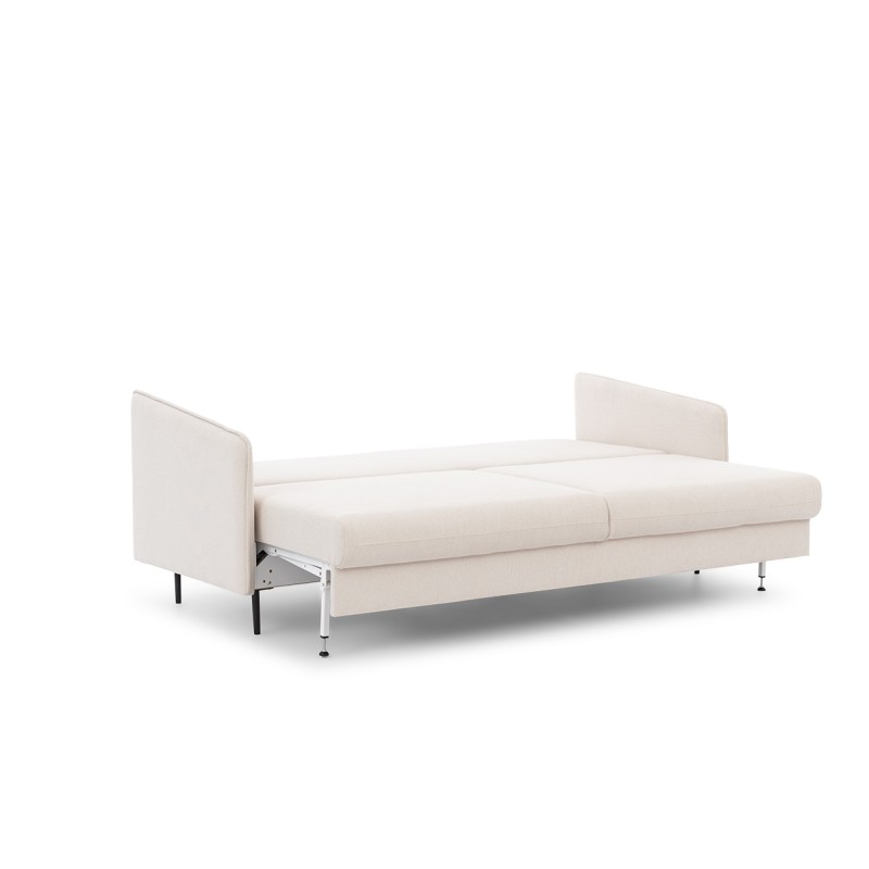 Kanapa z funkcją spania Taila - beżowa plecionka Loft 01 / złote nogi Kanapa z funkcją spania Taila - beżowa plecionka Loft 01 / złote nogi