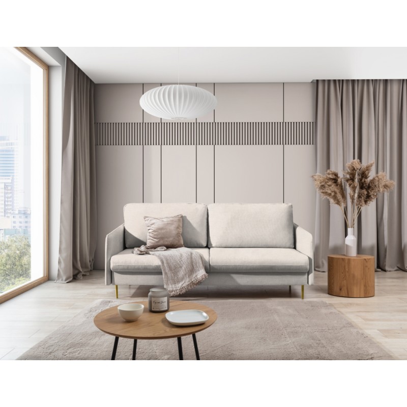 Kanapa z funkcją spania Taila - beżowa plecionka Loft 01 / złote nogi Kanapa z funkcją spania Taila - beżowa plecionka Loft 01 / złote nogi