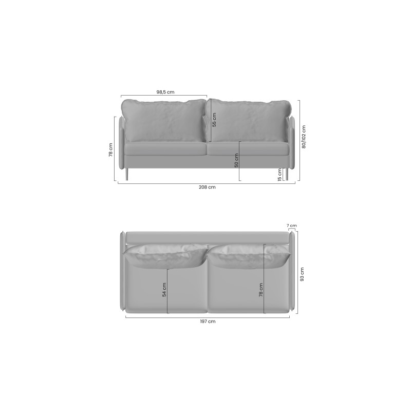 Kanapa z funkcją spania Taila - beżowa plecionka Loft 01 / złote nogi Kanapa z funkcją spania Taila - beżowa plecionka Loft 01 / złote nogi