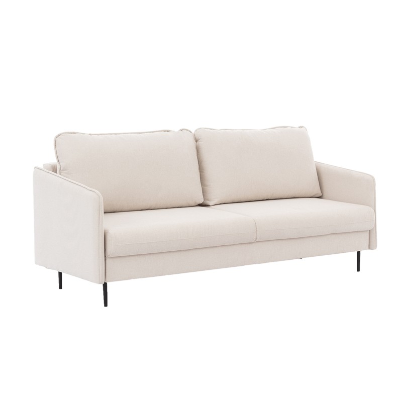 Kanapa z funkcją spania Taila - beżowa plecionka Loft 01 / czarne nogi