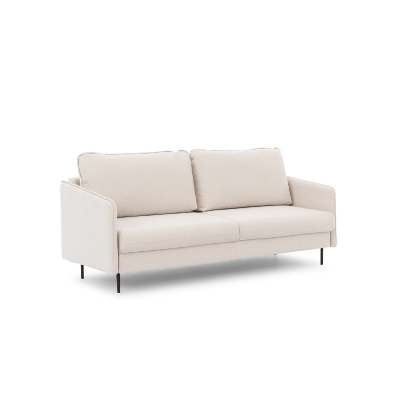 Kanapa z funkcją spania Taila - beżowa plecionka Loft 01 / czarne nogi