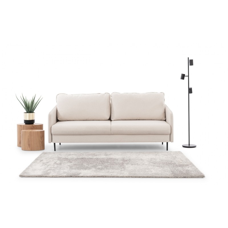 Kanapa z funkcją spania Taila - beżowa plecionka Loft 01 / czarne nogi