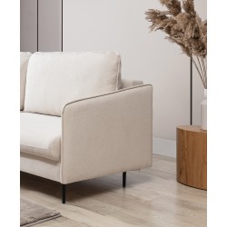 Kanapa z funkcją spania Taila - beżowa plecionka Loft 01 / czarne nogi