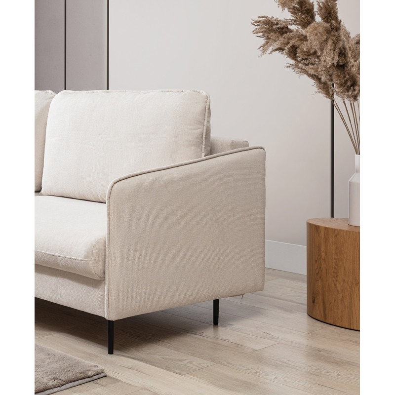 Kanapa z funkcją spania Taila - beżowa plecionka Loft 01 / czarne nogi