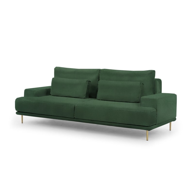 Kanapa do salonu Nicole - zielony welur łatwoczyszczący Napoli 12 / nogi złote - Końcówka serii