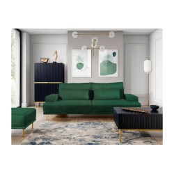 Kanapa do salonu Nicole - zielony welur łatwoczyszczący Napoli 12 / nogi złote - Końcówka serii