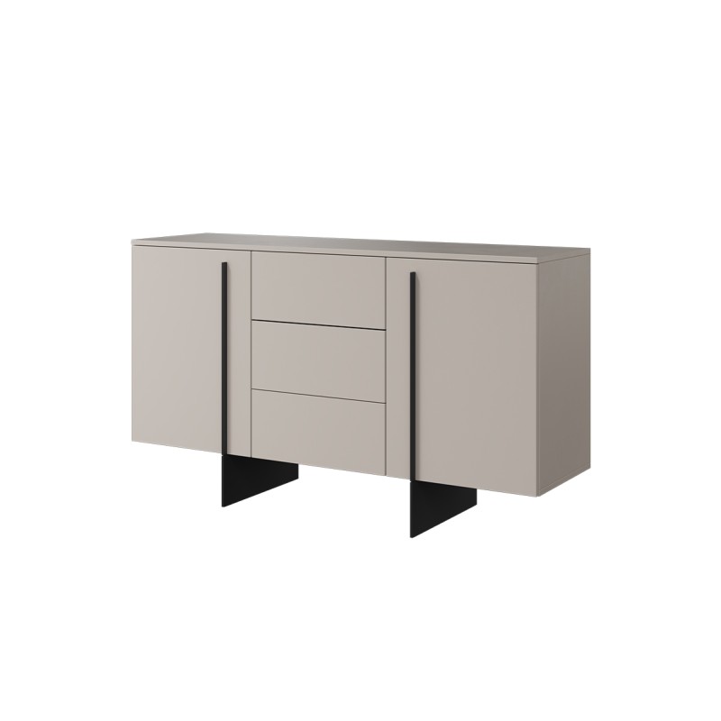 Komoda Larena 150 cm - kaszmir, czarne nóżki