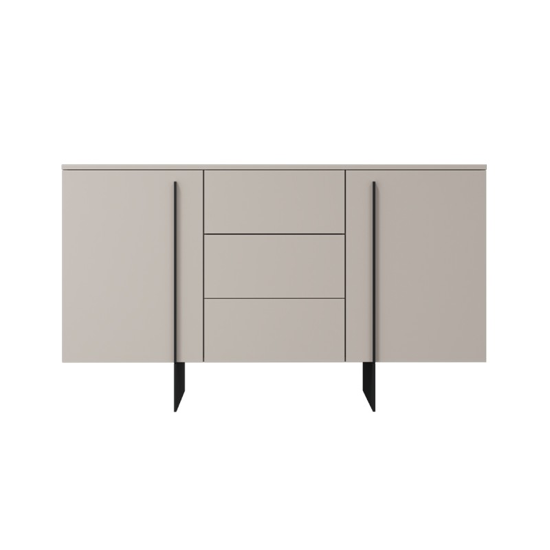 Komoda Larena 150 cm z szufladami - kaszmir / czarne nóżki - Końcówka Serii Komoda Larena 150 cm z szufladami - kaszmir / czarne nóżki - Końcówka Serii