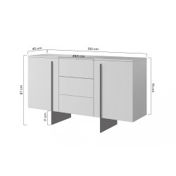Komoda Larena 150 cm z szufladami - kaszmir / czarne nóżki - Końcówka Serii Komoda Larena 150 cm z szufladami - kaszmir / czarne nóżki - Końcówka Serii