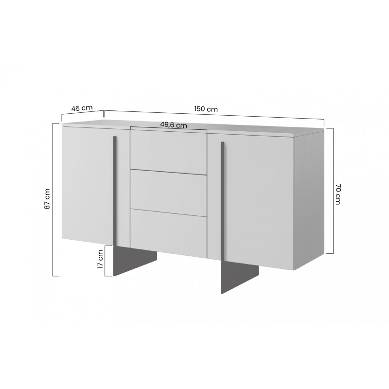 Komoda Larena 150 cm z szufladami - kaszmir / czarne nóżki - Końcówka Serii Komoda Larena 150 cm z szufladami - kaszmir / czarne nóżki - Końcówka Serii