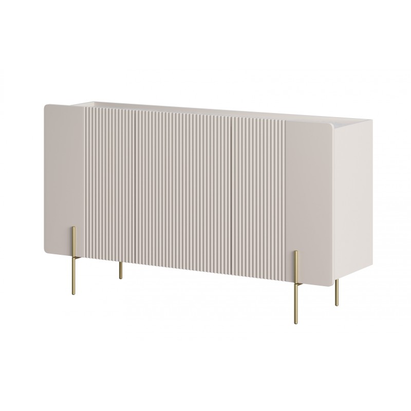 Komoda Malmi 150 cm - kaszmir, crema bianca, złote nóżki