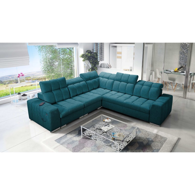 Prisma III corner sofa with sleeping function and USB port – comfort and style in one piece of furniture Prisma III corner sofa with sleeping function and USB port – comfort and style in one piece of furniture