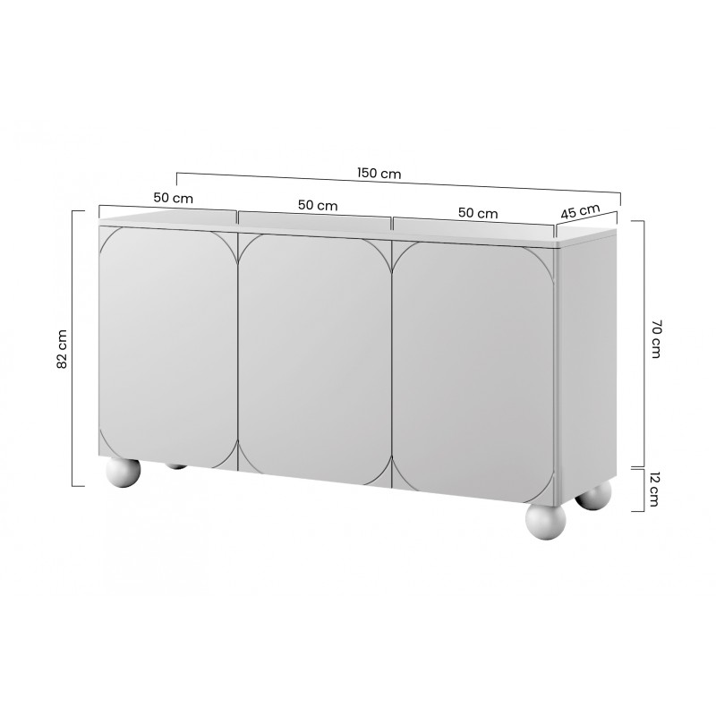Komoda trzydrzwiowa z dwoma ukrytymi szufladami Sonatia II 150 cm - oliwka Komoda trzydrzwiowa z dwoma ukrytymi szufladami Sonatia II 150 cm - oliwka
