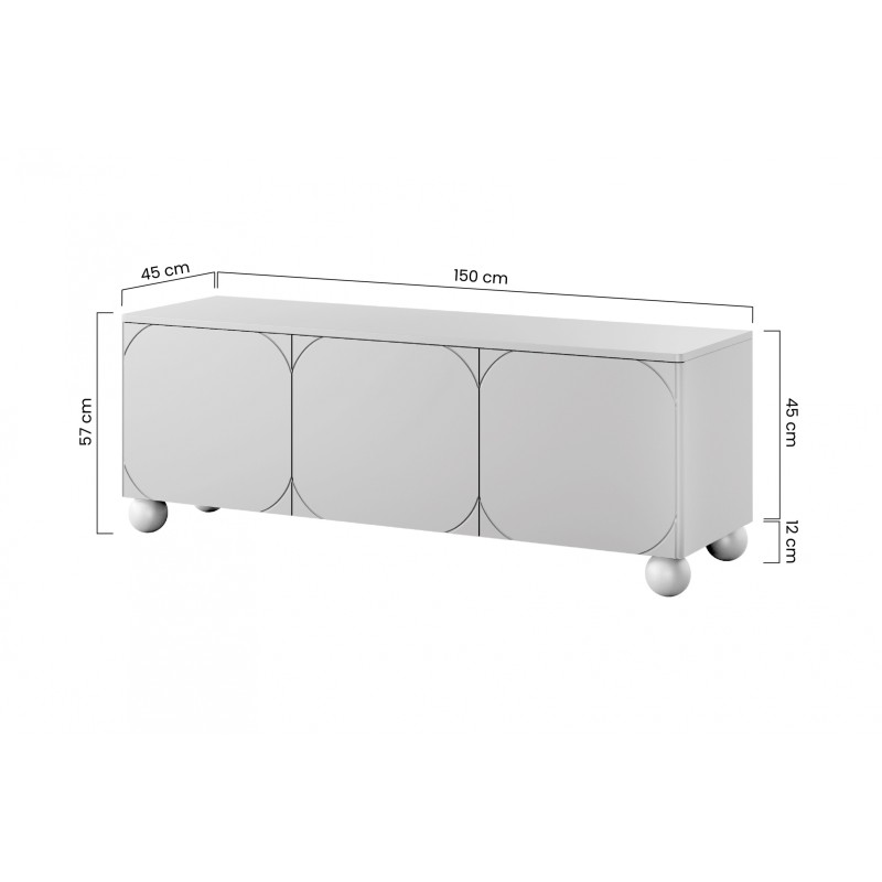 Szafka RTV trzydrzwiowa Sonatia II na nogach kulach 150 cm - oliwka Szafka RTV trzydrzwiowa Sonatia II na nogach kulach 150 cm - oliwka