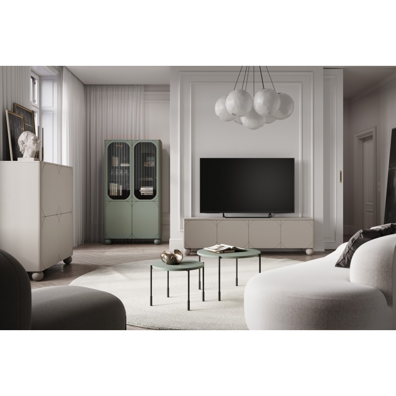 Szafka RTV Sonatia II 200 cm czterodrzwiowa z ukrytą szufladą - kaszmir