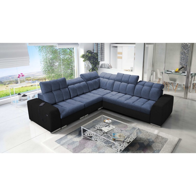 Prisma III corner sofa with sleeping function and USB port – comfort and style in one piece of furniture Prisma III corner sofa with sleeping function and USB port – comfort and style in one piece of furniture