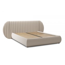 Łóżko sypialniane Galin 140x200 - beżowy welur Velluto 2