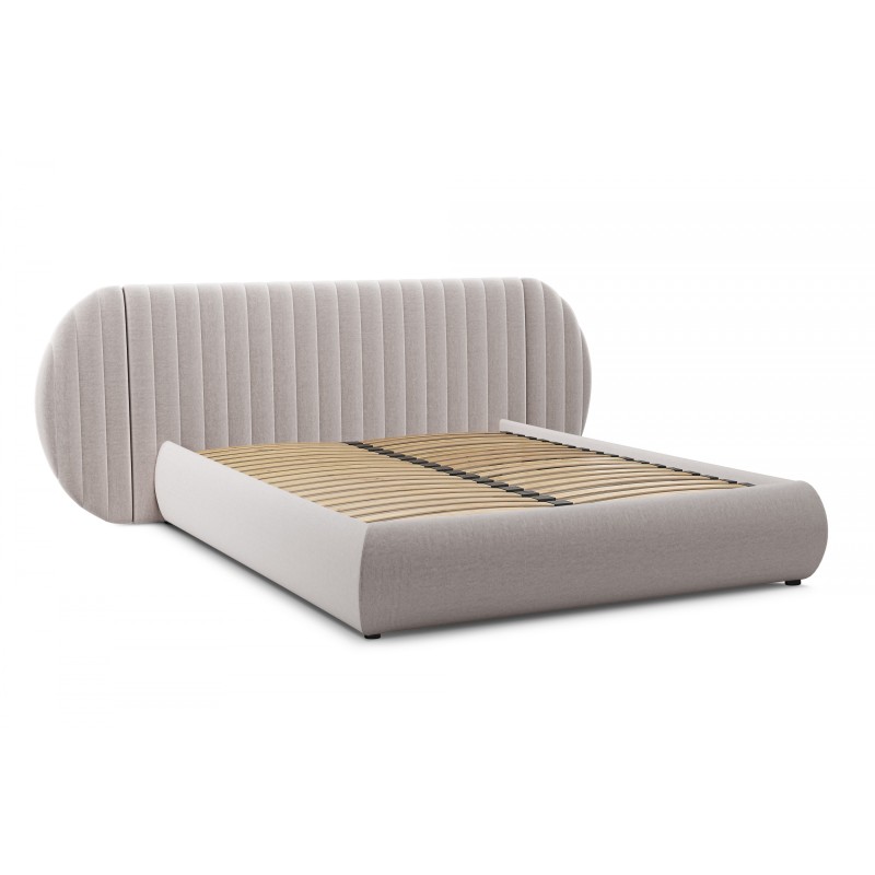 Łóżko sypialniane Galin 140x200 z pojemnikiem - beżowa tkanina łatwozyszcząca Maya 01 Łóżko sypialniane Galin 140x200 z pojemnikiem - beżowa tkanina łatwozyszcząca Maya 01