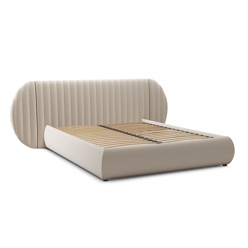 Łóżko Galin 160x200 z pojemnikiem - beżowy welur Velluto 2 Łóżko Galin 160x200 z pojemnikiem - beżowy welur Velluto 2