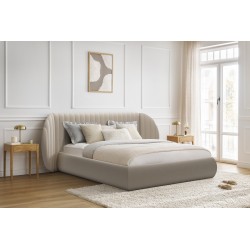 Łóżko Galin 160x200 z pojemnikiem - beżowy welur Velluto 2 Łóżko Galin 160x200 z pojemnikiem - beżowy welur Velluto 2