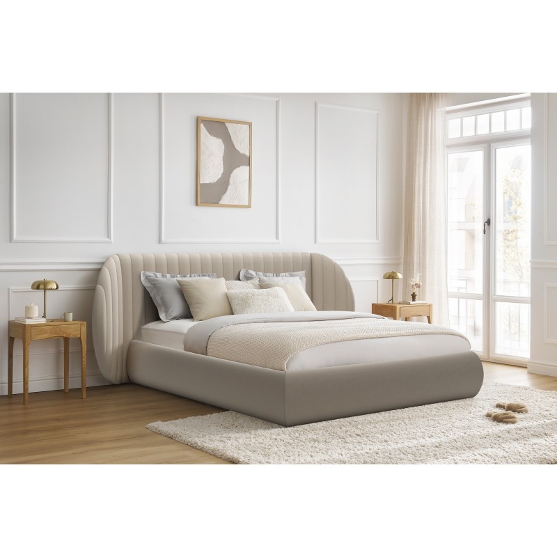 Łóżko Galin 160x200 z pojemnikiem - beżowy welur Velluto 2 Łóżko Galin 160x200 z pojemnikiem - beżowy welur Velluto 2