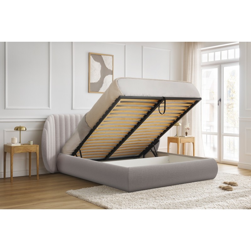 Łóżko sypialniane Galin 160x200 z pojemnikiem - beżowe Łóżko sypialniane Galin 160x200 z pojemnikiem - beżowe