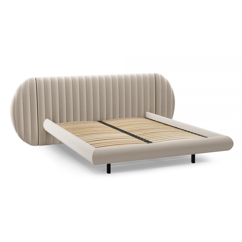 Łóżko sypialniane lewitujące Galin 140x200 - beżowy welwet Łóżko sypialniane lewitujące Galin 140x200 - beżowy welwet