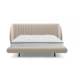 Łóżko sypialniane lewitujące Galin 140x200 - beżowy welwet Łóżko sypialniane lewitujące Galin 140x200 - beżowy welwet