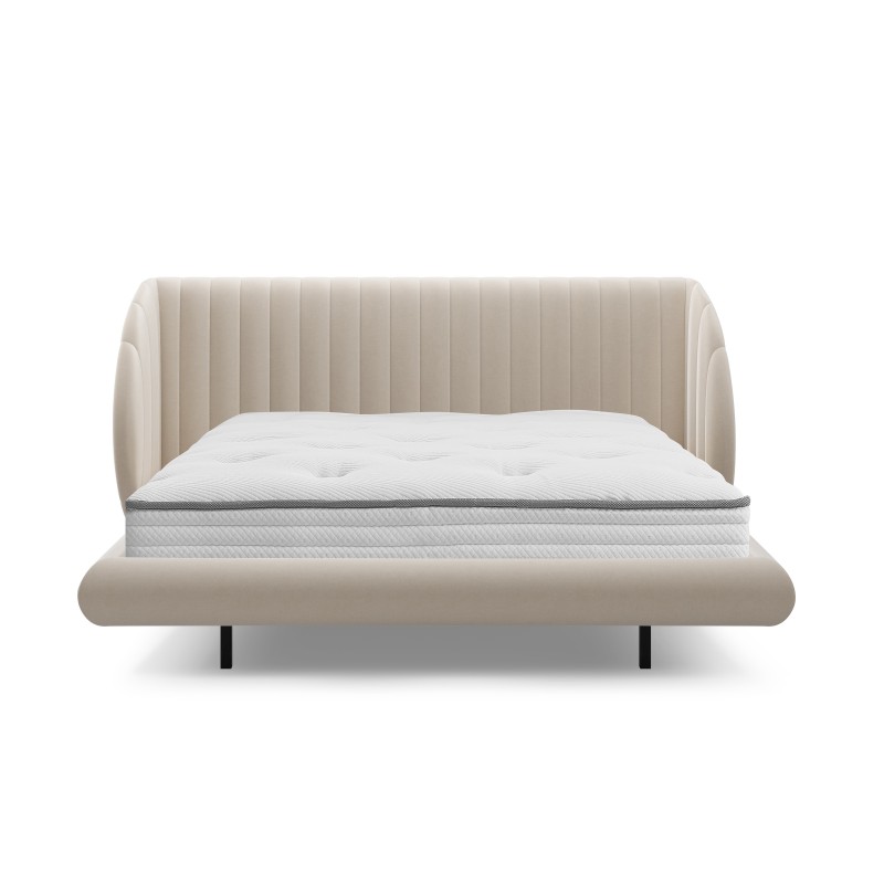 Łóżko sypialniane Galin 160x200 lewitujące - beżowy welur Velluto 2 Łóżko sypialniane Galin 160x200 lewitujące - beżowy welur Velluto 2