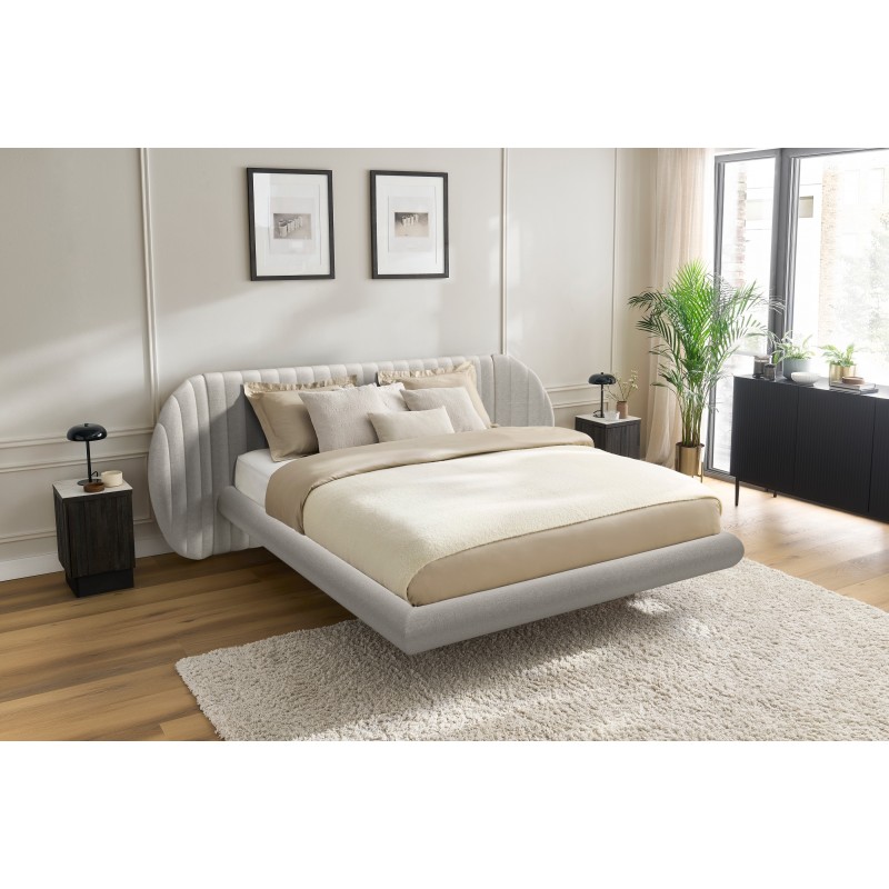 Łóżko sypialniane lewitujące Galin 160x200 - beżowa tkanina łatwoczyszcząca Leo 03 Łóżko sypialniane lewitujące Galin 160x200 - beżowa tkanina łatwoczyszcząca Leo 03