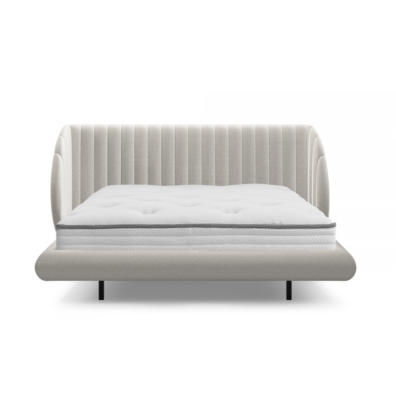 Łóżko sypialniane lewitujące Galin 160x200 - beżowa tkanina łatwoczyszcząca Leo 03 Łóżko sypialniane lewitujące Galin 160x200 - beżowa tkanina łatwoczyszcząca Leo 03