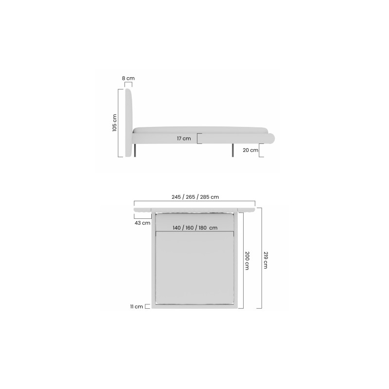 Łóżko sypialniane Galin 180x200 lewitujące - beżowy welur Velluto 2 Łóżko sypialniane Galin 180x200 lewitujące - beżowy welur Velluto 2