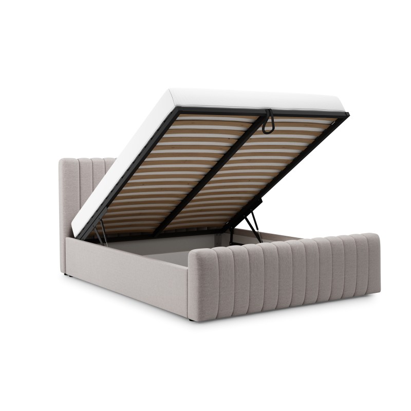 Łóżko sypialniane Nicole 160x200 z pojemnikiem - beżowa tkanina łatwoczyszcząca Maya 01 Łóżko sypialniane Nicole 160x200 z pojemnikiem - beżowa tkanina łatwoczyszcząca Maya 01