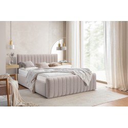 Łóżko sypialniane Nicole 160x200 z pojemnikiem - beżowa tkanina łatwoczyszcząca Maya 01 Łóżko sypialniane Nicole 160x200 z pojemnikiem - beżowa tkanina łatwoczyszcząca Maya 01