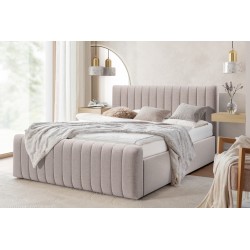 Łóżko sypialniane Nicole 160x200 z pojemnikiem - beżowa tkanina łatwoczyszcząca Maya 01 Łóżko sypialniane Nicole 160x200 z pojemnikiem - beżowa tkanina łatwoczyszcząca Maya 01