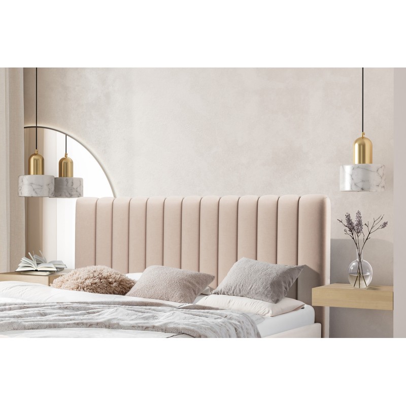 Łóżko sypialniane Nicole 140x200 - beżowy welur Velluto 2 / nogi złote Łóżko sypialniane Nicole 140x200 - beżowy welur Velluto 2 / nogi złote