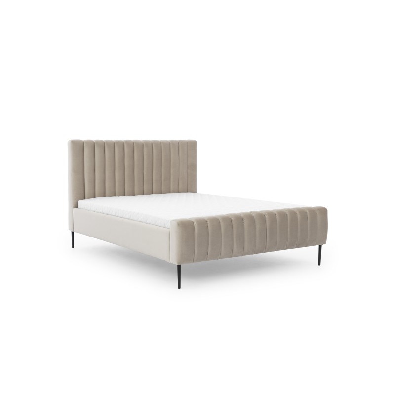 Łóżko sypialniane Nicole 140x200 - beżowy welwet Velluto 2 / nogi czarne Łóżko sypialniane Nicole 140x200 - beżowy welwet Velluto 2 / nogi czarne