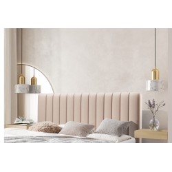 Łóżko sypialniane Nicole 140x200 - beżowy welwet Velluto 2 / nogi czarne Łóżko sypialniane Nicole 140x200 - beżowy welwet Velluto 2 / nogi czarne