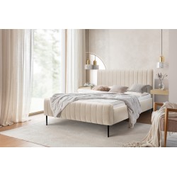 Łóżko sypialniane Nicole 160x200 - beżowy szenil Perfect Harmony 07 / nogi czarne Łóżko sypialniane Nicole 160x200 - beżowy szenil Perfect Harmony 07 / nogi czarne