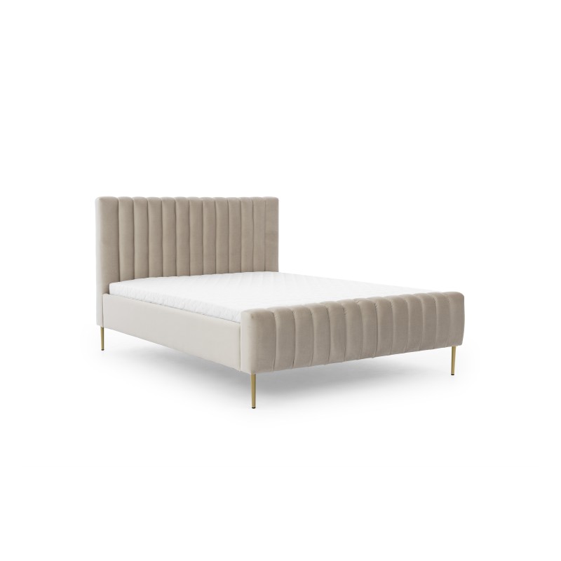 Łóżko sypialniane Nicole 180x200 - beżowy welwet Velluto 2 / nogi złote Łóżko sypialniane Nicole 180x200 - beżowy welwet Velluto 2 / nogi złote