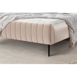 Łóżko sypialniane Nicole 180x200 - beżowy welwet Velluto 2 / nogi czarne Łóżko sypialniane Nicole 180x200 - beżowy welwet Velluto 2 / nogi czarne